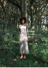 Flowy Linen Maxi Dress With Square Neckline, Wide Straps, And Relaxed Summer Silhouette